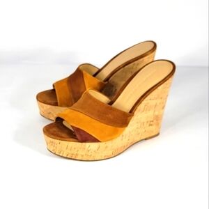 Veronica Beard Dali Patchwork On Platform Wedge Sandals #435 Size 6M